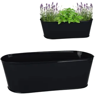 alles-meine.de GmbH großer XL - Topf/Blumentopf Farbwahl Metall - Ø 50 cm - schwarz - oval - länglich - groß - Eimer/Dekotopf - Übertopf - rostfrei Blech - bunt - Blumenk..