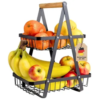 Intirilife Obstschale, Metall, (1-tlg), Obstkorb Etagere Obstschalenhalter Aufbewahrungskorb Organizer Regal schwarz