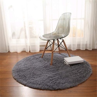 CAMAL Teppich, Runde Seide Wolle Material Yoga Teppich für Wohnzimmer Schlafzimmer und Bad (Grau, 120cm)