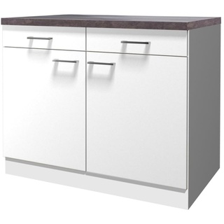 Flex-Well Küchenschrank LUCCA | Unterschrank | 2-türig, 2 Schubladen | Breite 100 cm | Weiß