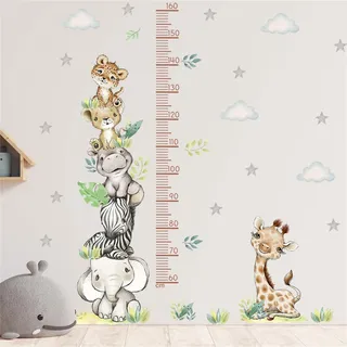 Messlatte für Kinder, Waldtiere Wandtattoo Kinderzimmer, Kinder Höhe Diagramm Wandsticker Wald Tiere Wandaufkleber, Skala misst 60-160cm, Geschenke für Jungen & Mädchen (Waldtiere-B)