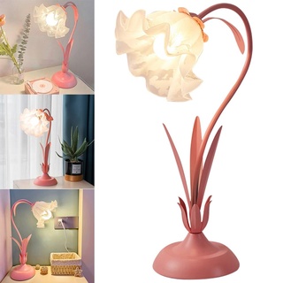Starnearby Rosa Blumen-Tischlampe aus Glas, Schreibtischlampe Kinder, Moderne Blumenform Dimmbare LED Tischlampe, Nachttischlampe Kinder für Schlafzimmer, Wohnzimmer, Lesen, Lernen