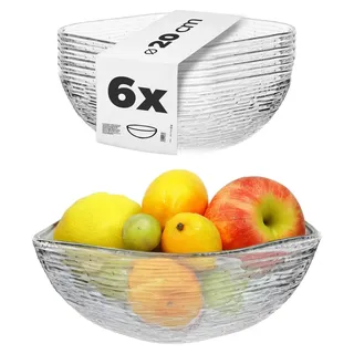 KADAX 6er Set Glasschüssel 20cm, eckige Obstschale aus Glas, Salatschüssel in 3 verschiedenen Größen, Spülmaschinenfeste Glasschale, Snackscha... - Transparent