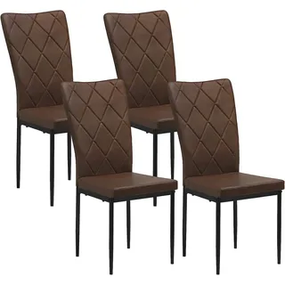 Woltu Esszimmerstuhl (Set, 4 St), Küchenstuhl Kunstleder, mit hoher Rückenlehne braun 42 cm x 94.5 cm x 59 cm