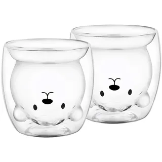 Gräwe Doppelwandige-Thermogläser, 250ml, 2er Set, Motiv Bär,