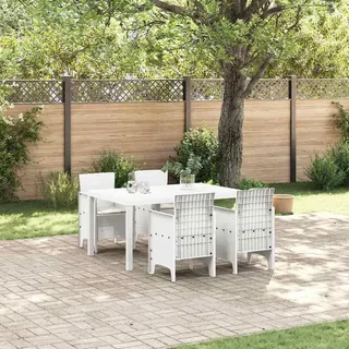 "2026 Promotion" Garten Essgruppe 5 pcs - Weiß Polt Rattan - Gartenmöbelset CC19984 - Weiß