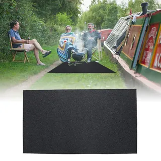 Gasgrill-bodenschutzmatte Mit Feuerfester Und Hitzebeständiger Beschichtung - Graue Polyester/pvc-schutzmatte Für Terrasse/grill (124 X 75 Cm)