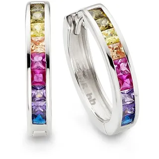 Paar Creolen BRUNO BANANI "Schmuck Geschenk Silber 925 Ohrschmuck Ohrringe Regenbogen", bunt (silberfarben, blau, lila, pink, orange, gelb, grün, blau, lila, pink, orange, gelb, grün), Ohrringe, Damen, 18mm, Silber 925 (Sterlingsilber), mit Zirkonia (synth.)
