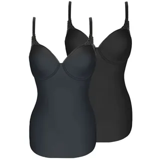 Viania BH-Hemd 2er Pack Spacer BH Hemd Carola (Spar-Set, 2-tlg) extra flache Nähte bunt|schwarz 75