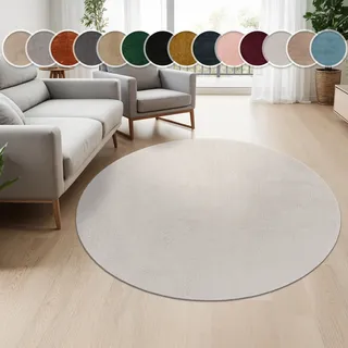 Paco Home Cadiz 630 Kurzflorteppich Ø 80 cm silberfarben 