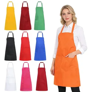 Set von 10 Waschbaren Küchenschürzen für Erwachsene - Rot