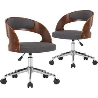 vidaXL Drehbarer Esszimmerstuhl Stoff grau 2er Set