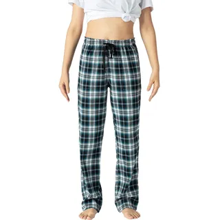AIRIKE Damen Pyjamahose Warm Lang Baumwolle Weich Schlafanzughose Kariert Winter Nachtwäsche Freizeithose No.3756 S - S