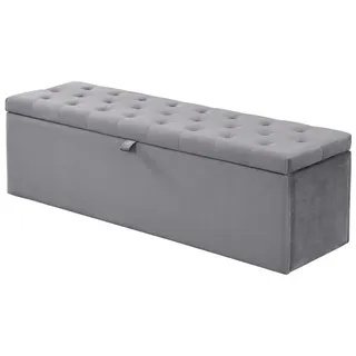 Flieks Polsterbank, Samt Bettbank Sitzbank mit Stauraum 138x41x42cm grau 41 cm x 42 cm
