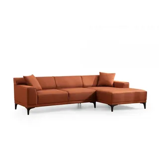 myHomelando Ecksofa, Orange, Kunststoff, Echtholz,Buche, 4-Sitzer, Füllung: Taschenfederkern,Schaumstoff,Schaumstoff, L-Form,L-Form, 250x145 cm, Wohnzimmer, Sofas & Couches, Wohnlandschaften, Ecksofas