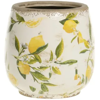 Chic Antique Limone Blumentopf, bauchig mit Zitronenmotiv, H14/Ø 15 cm creme/gelb