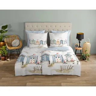 Muller Textil Vacation Gestreift Baumwolle Weiß 135 x 200 cm + 80 x 80 cm