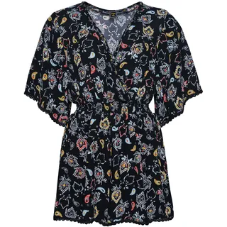 Superdry Womens Vintage Beach Playsuit Lässiges Kleid, Olivia Paisley Black, XS - XS