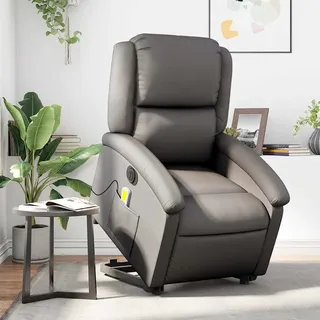 Massagesessel Mit Aufstehhilfe Elektrisch Grau Echtleder