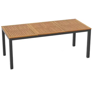 Costway Gartentisch 200 x 90 x 75 cm Schwarz/Naturbelassen