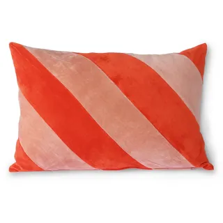 HKliving - Striped Samt-Kissen, 40 x 60 cm, rot / pink