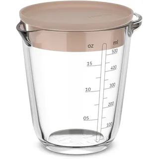 Mepal Messbecher Chef It Glas 500 ml mit Deckel - chalk