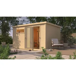 Karibu Gartensauna Saunahaus Hytti 6 naturbelassen Energiesparende Saunatür Ohne Ofen