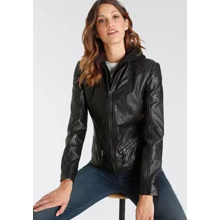 Bikerjacke GIPSY "GWNiruh" Gr. M, schwarz (black) Damen Jacken Lederjacken mit Nieten-Details an der Schulter