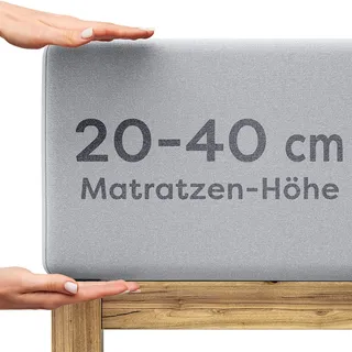 Wolkenfeld Spannbettlaken Jersey 180 x 200 - 200 x 220 cm grau