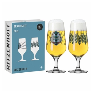 Ritzenhoff Bierglas 2er-Set Brauchzeit F23, Kristallglas, Made in Germany weiß