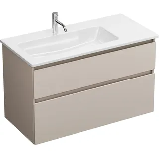 burgbad Lin20 Waschtischunterschrank mit Keramik-Waschtisch 103 cm, 2 Auszüge, links, Badmöbel,