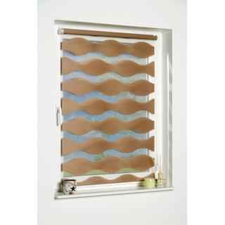 Doppelrollo K-HOME "Welle" Rollos Gr. 150 cm, 90 cm, grau (taupe) Doppelrollos im Festmaß