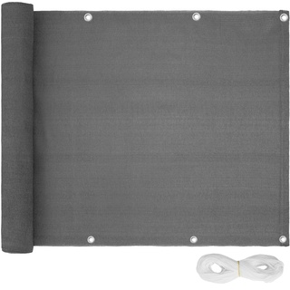 Balkon Sichtschutz mit metallverstärkten Ösen, Version 2 - grau, 75 cm