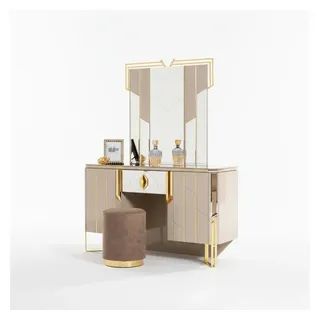 JVmoebel Schminktisch Beiger Vintage-Spiegel mit elegantem Frisiertisch-Design (2-St., Schminktisch/Spiegel), Made in Europa beige