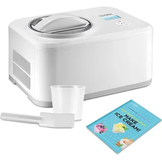 First Austria TZS First Austria Eismaschine 1.5L, Kompressor Entnehmbarer Edelstahl Behälter, Rezeptheft, LCD-Bildschirm, Eiscreme & Joghurt, Kühlhaltung