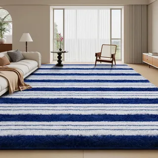 Sour Lemon Hochflor Teppich Groß, Blau Teppich Wohnzimmerteppich 240x300cm | Teppiche Schlafzimmer Flauschiger Teppich Waschbar Anti-Rutsch Extra Große Carpet Teppichen für Schlafzimmer Kinderzimmer