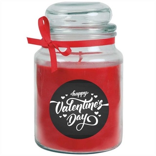 HS Candle Duftkerze (1-tlg), Valentinstag Geschenk - Kerze im Bonbon Glas mit vers. Valentinstag - Motiven und Größen schwarz Ø 10 cm x 10 cm x 16 cm