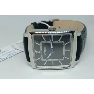 SOSPIRO Herrenarmbanduhr NEW FORMA Rechteckig 35x30mm Edelstahl Leder Schwarz