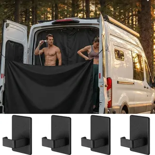 Duschvorhang für Wohnmobil & Camping – 90,5 x 55 Zoll (230x140 cm) – Magnetischer Sichtschutz & Duschvorhang für Van Hecktür – Wasserdicht & verstellbar – inkl. Magnethaken & Aufbewahrungstasche