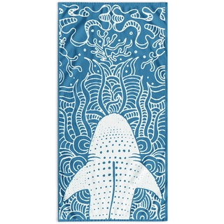 DecoKing Strandtuch groß 90x180 cm Baumwolle Frottee Velours Badetuch dunkelblau Marineblau weiß Shark