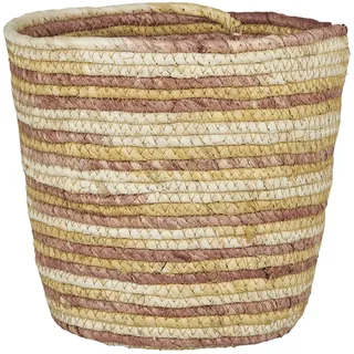 Ib Laursen Dekokorb Ib Laursen - Blumenkorb Übertopf Korb Utensilo D 22cm Creme Rosa Gelb bunt