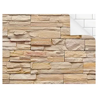Bilderdepot24 Küchenrückwand beige dekor 3D-Optik Muster Steinoptik Landhaus helle Steinmauer, (1-tlg., Nischenrückwand - für Fliesenspiegel ohne Bohren - matt), Spritzschutz Rückwand Küche Herd - Folie selbstklebend versch. Größen beige 100 cm x 70 cm
