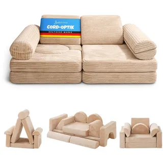 BestLivings Spielsofa Kinder 11-teiliges Set modulare Spielcouch beige
