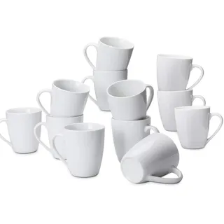 Amazon Basics Kaffeetassen-Set, 12-teiliges Porzellan, 355 ml, Weiß