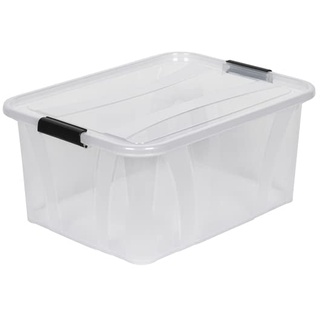 Kreher Aufbewahrungsboxen Master mit Deckel in Transparenter Ausführung. In verschiedenen Größen (wählbar). Aus robustem Kunststoff. (32 Liter)