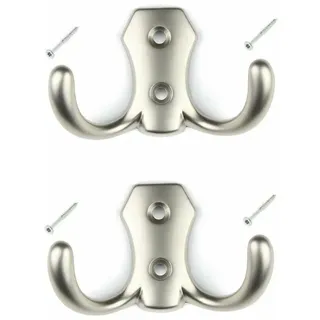 2x Matte Silberfarbene Metallhaken Mit Wandschrauben Für Küche, Bad, Garderobe, Handtuchhalter, Taschenhalter, Besteckhalter, Kleiderständer, Kleiderschrankständer