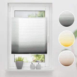 K-HOME Plissee Farbverlauf Sunrise 30 x 130 cm grau/weiß