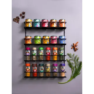 Generisch Gewürzregal Schranktür 4-Etagen/Gewürz Organizer hängend/Spice Rack Organizer für 4x8 Gewürzgläser/Gewürzregal Küchenschrank/Küchenregal 37.2 x 50.0 x 6.5 cm (schwarz)