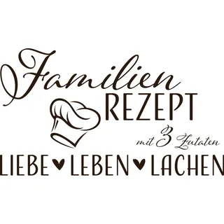 GRAZDesign Wandtattoo Wohnzimmer Familie Familienrezept mit 3 Zutaten, Lustig Sprüche Flur, Küche, Wandaufkleber selbstklebend, Wandsticker modern, 53x30cm, 080 braun