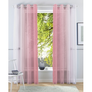 Gardine MY HOME "Valverde" Gardinen Gr. 295 cm, Ösen, 144 cm, rosa (rose) Gardinen nach Räumen Gardine Vorhang, Fertiggardine, Farbverlauf, transparent